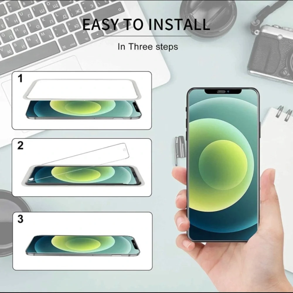 🆕 3 Pack Tempered Glass Screen Protector compatible with iPhone 12, 12 Pro